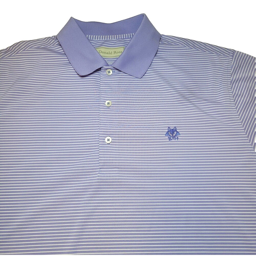Donald Ross Sport Baiting Hollow Golf Club Polo Shirt Mens L Purple Striped NWOT